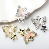 10pcs Alloy Butterfly Pendant Crystal Charms for Jewelry Making DIY