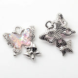 10pcs Alloy Butterfly Pendant Crystal Charms for Jewelry Making DIY