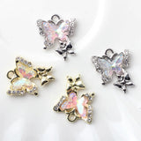 10pcs Alloy Butterfly Pendant Crystal Charms for Jewelry Making DIY