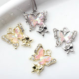 10pcs Alloy Butterfly Pendant Crystal Charms for Jewelry Making DIY