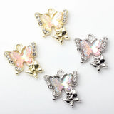 10pcs Alloy Butterfly Pendant Crystal Charms for Jewelry Making DIY