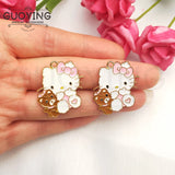 10pcs Cat Charm Enamel Drip Oil Pendant DIY Jewelry