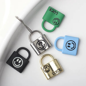 10pcs Alloy Drip Smile Charms Lock Pendant DIY Jewelry Making