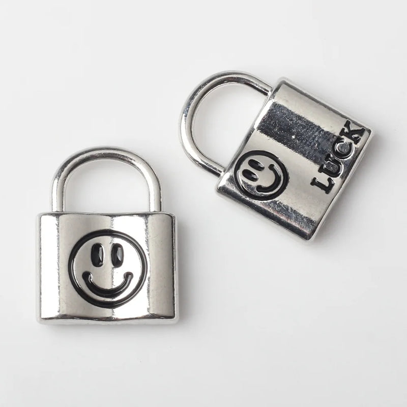 10pcs Alloy Drip Smile Charms Lock Pendant DIY Jewelry Making