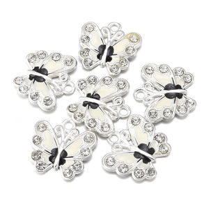 10pcs Alloy Butterfly Pendant Drill Colorful Charms DIY Jewelry Making