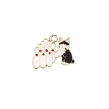 10pcs Alloy Cartoon Animal Enamel Charms Bowling Cat Reading Cats Pendants