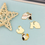 10pcs Alloy Cartoon Animal Enamel Charms Bowling Cat Reading Cats Pendants
