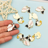 10pcs Alloy Cartoon Animal Enamel Charms Bowling Cat Reading Cats Pendants