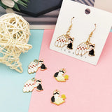 10pcs Alloy Cartoon Animal Enamel Charms Bowling Cat Reading Cats Pendants