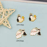 10pcs Alloy Cartoon Animal Enamel Charms Bowling Cat Reading Cats Pendants