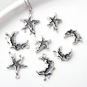 10pcs Alloy Moon Stars Pendant Charms DIY Jewelry Making