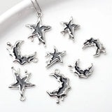 10pcs Alloy Moon Stars Pendant Charms DIY Jewelry Making