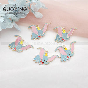 10pcs Elephant Enamel Charm Pendant DIY Keychain Necklace Anime Charms