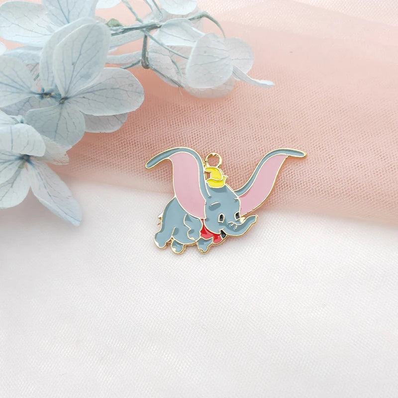 10pcs Elephant Enamel Charm Pendant DIY Keychain Necklace Anime Charms