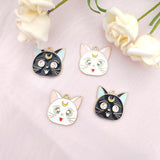 10pcs Alloy Enamel Moon Cat Earring Pendant DIY Jewelry Keychain