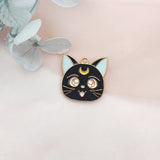 10pcs Alloy Enamel Moon Cat Earring Pendant DIY Jewelry Keychain