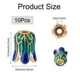 10pcs Alloy Enamel Chinese Cabbage Beads for DIY Crafts, 10.5x8.5mm