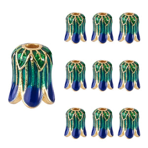10pcs Alloy Enamel Chinese Cabbage Beads for DIY Crafts, 10.5x8.5mm