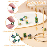 10pcs Alloy Enamel Chinese Cabbage Beads for DIY Crafts, 10.5x8.5mm