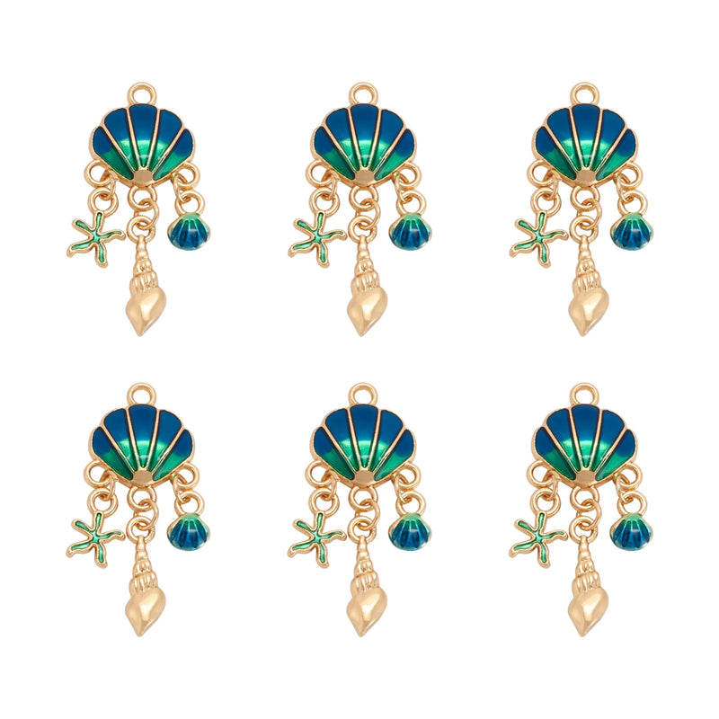 10pcs Enamel Shell Charms for Women Jewelry Dangle Earrings Necklace Bracelet