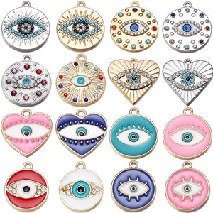 10pcs Evil Eye Charms with Zircon for Jewelry Making