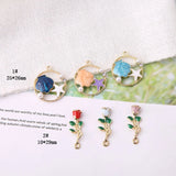 10pcs Enamel Rose Charms Flower Shell Pendants Wedding DIY Jewelry
