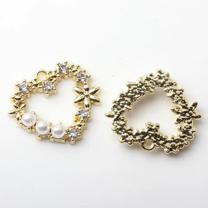 10pcs Flower Charms Heart Shape Pendant Earring Necklace DIY