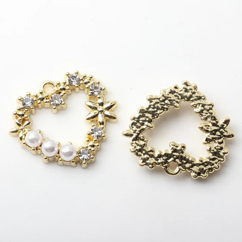 10pcs Flower Charms Heart Shape Pendant Earring Necklace DIY