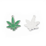 10pcs Maple Leaves Charms Green Enamel Marijuana Leaf Pendant DIY Jewelry