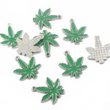 10pcs Maple Leaves Charms Green Enamel Marijuana Leaf Pendant DIY Jewelry