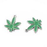 10pcs Maple Leaves Charms Green Enamel Marijuana Leaf Pendant DIY Jewelry