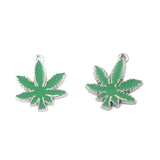 10pcs Maple Leaves Charms Green Enamel Marijuana Leaf Pendant DIY Jewelry