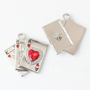 10pcs Poker Card Heart Charms for Jewelry Making DIY