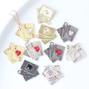 10pcs Poker Card Heart Charms for Jewelry Making DIY
