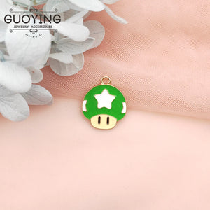 10pcs Alloy Mushroom Pendant DIY Anime Game Earrings Bracelet Keychain Charm