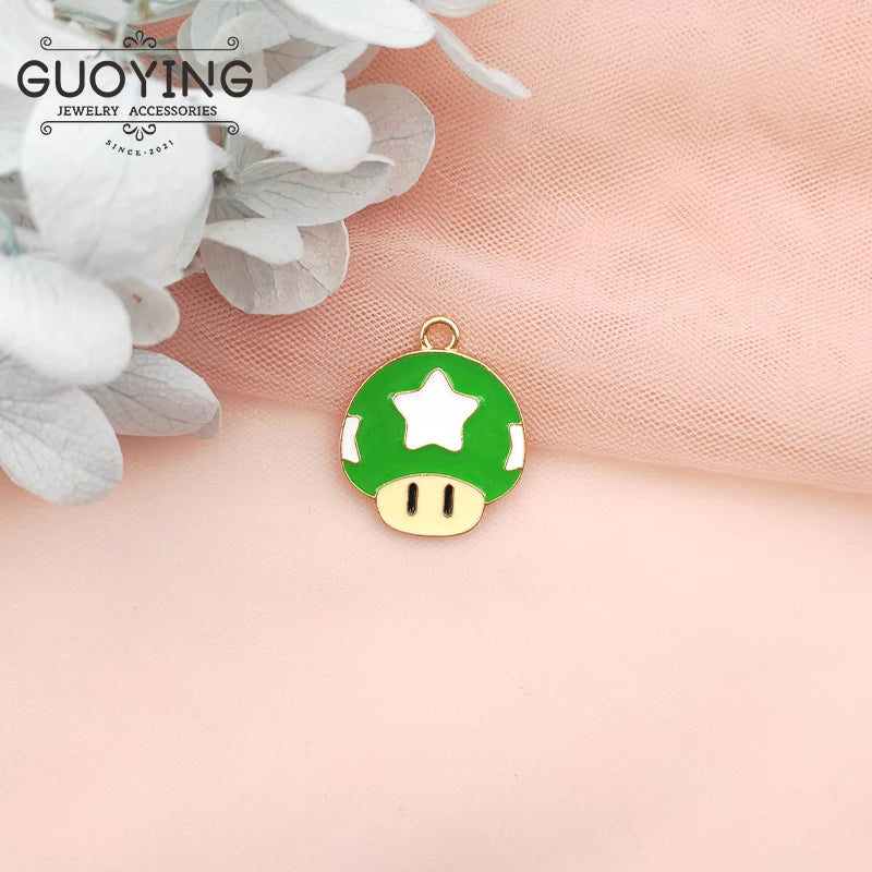 10pcs Alloy Mushroom Pendant DIY Anime Game Earrings Bracelet Keychain Charm