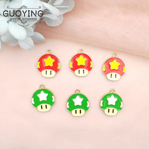 10pcs Alloy Mushroom Pendant DIY Anime Game Earrings Bracelet Keychain Charm