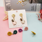 10pcs Flower Enamel Charms Earring Stud Daisy Earrings Pendants 5 Colors