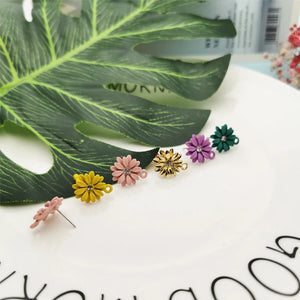 10pcs Flower Enamel Charms Earring Stud Daisy Earrings Pendants 5 Colors