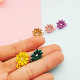 10pcs Flower Enamel Charms Earring Stud Daisy Earrings Pendants 5 Colors