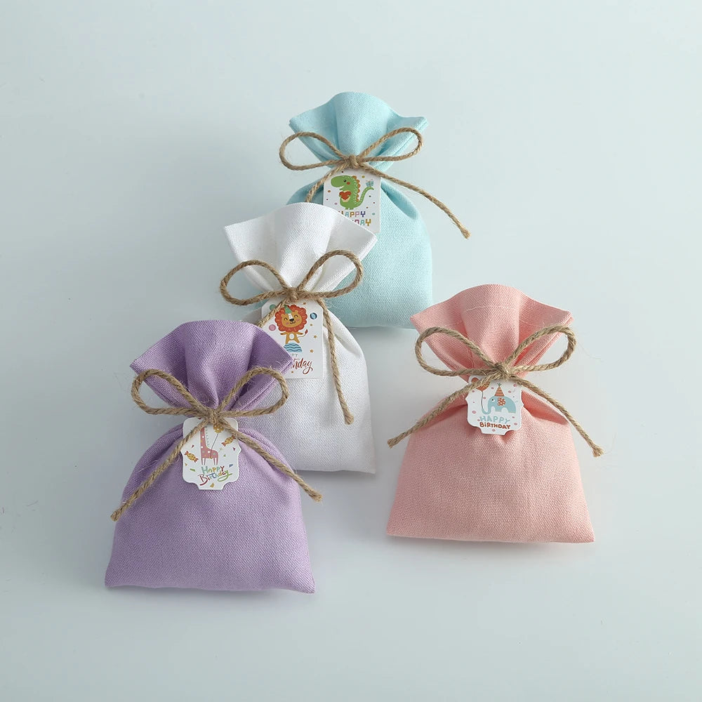 10pcs Animal Patten Cotton Jewelry Gift Bag Organizer
