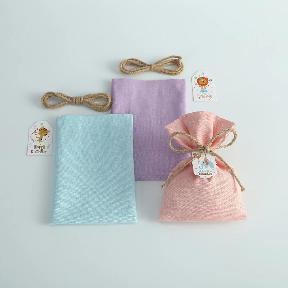 10pcs Animal Patten Cotton Jewelry Gift Bag Organizer