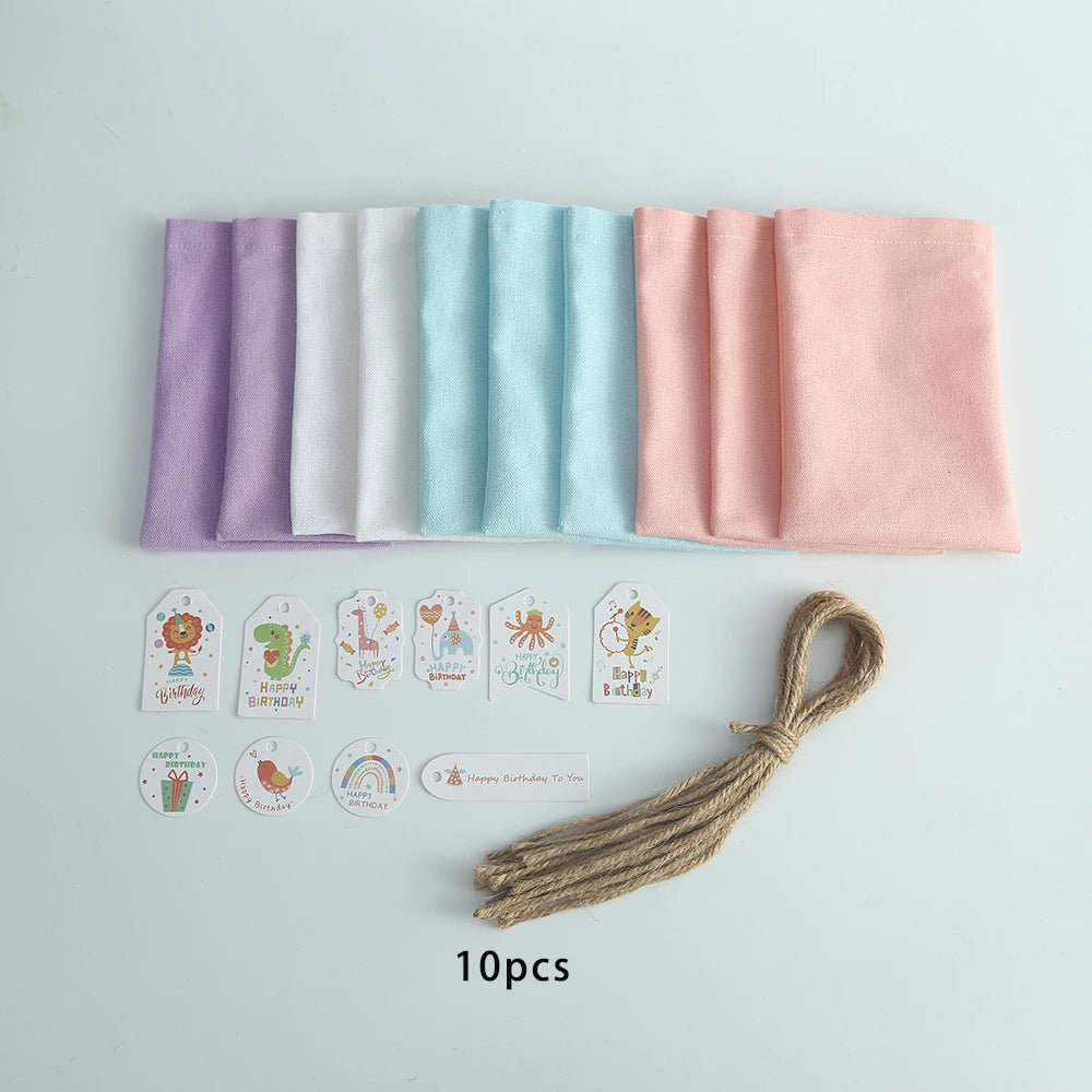10pcs Animal Cotton Jewelry Gift Bags for Candy Party Organizer