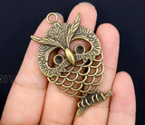 10pcs Antique Bronze Large Owl Charms Pendant 56x35mm