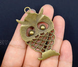 10pcs Antique Bronze Large Owl Charms Pendant 56x35mm