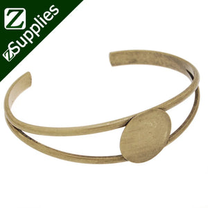 10pcs Antique Bronze Plated Bracelet with 20mm Round Pad