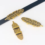 10 Feather Leaf Sliders for 5mm Flat Cord DIY Bracelet