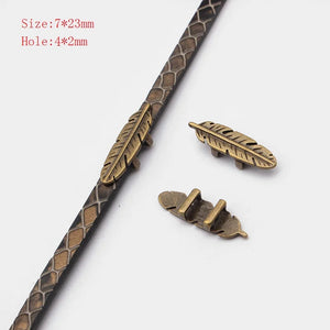 10 Feather Leaf Sliders for 5mm Flat Cord DIY Bracelet