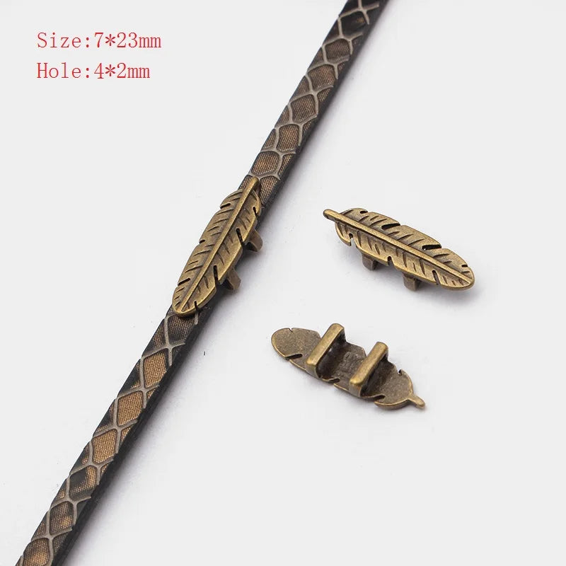 10 Feather Leaf Sliders for 5mm Flat Cord DIY Bracelet