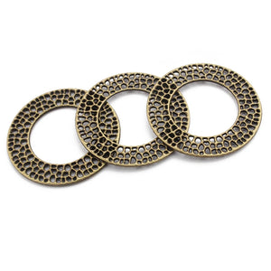 10pcs Antique Bronze Hollow Circle Round Charms Pendants 50x50mm